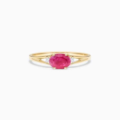 Anel De Ouro 18k iSabel C/ Rubi Solitario e Diamantes