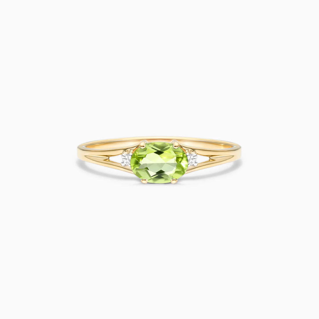 Anel De Ouro 18k iSabel C/ Peridoto Solitario e Diamantes