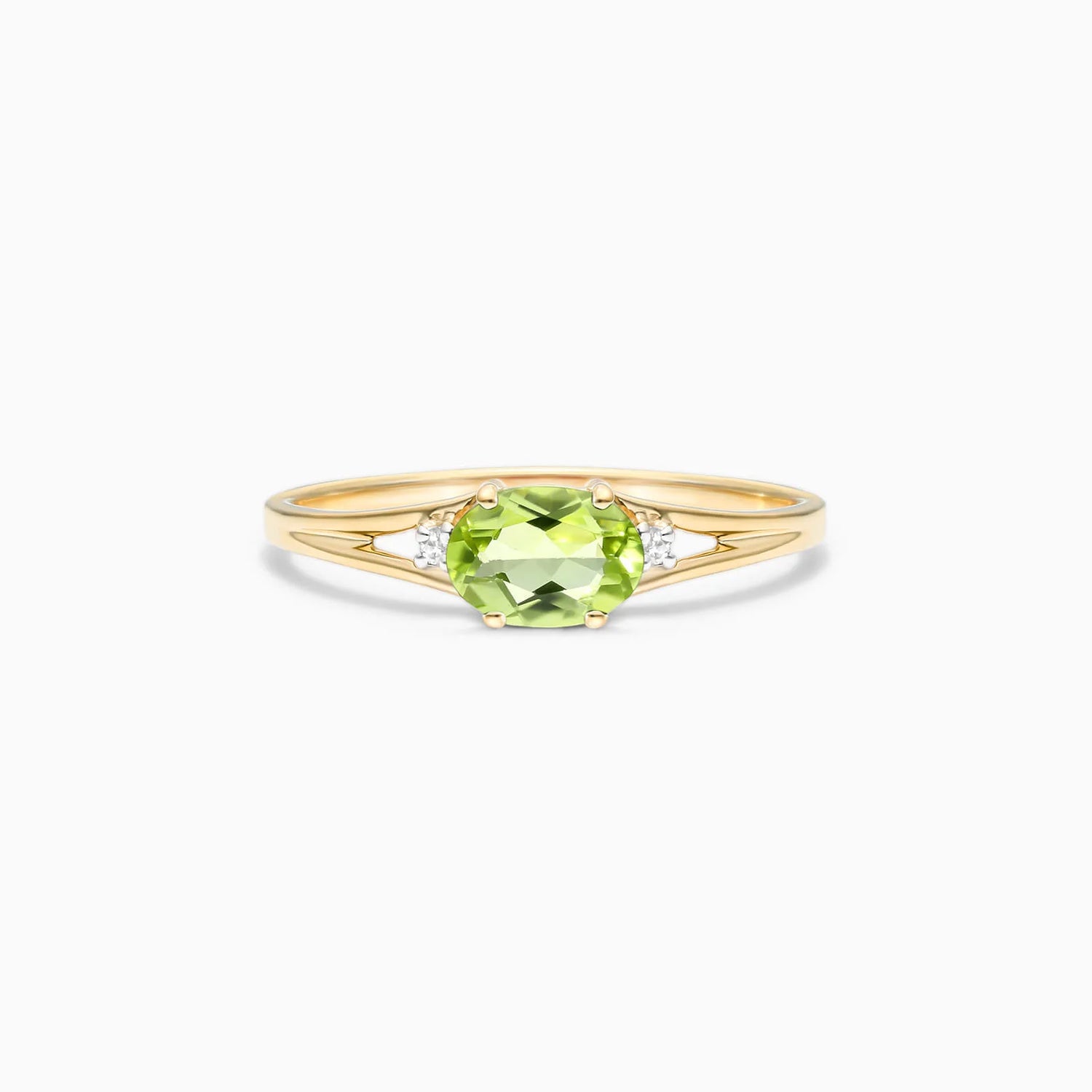 Anel De Ouro 18k iSabel C/ Peridoto Solitario e Diamantes