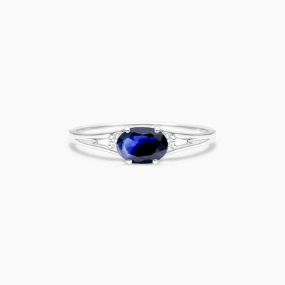 Anel De Ouro 18k iSabel C/ Safira Azul Solitario e Diamantes