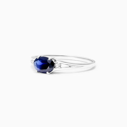 Anel De Ouro 18k iSabel C/ Safira Azul Solitario e Diamantes