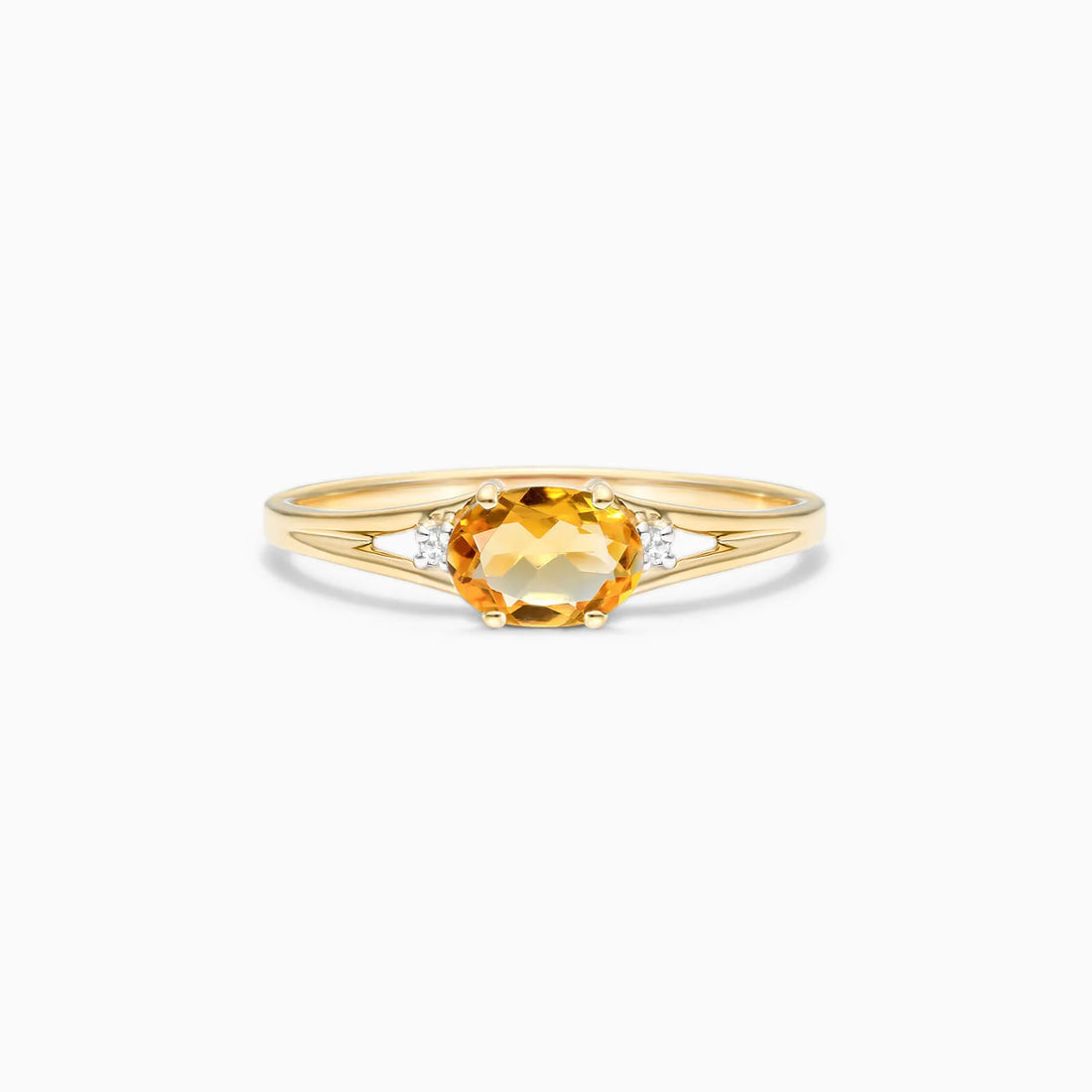 Anel De Ouro 18k iSabel C/ Citrino Solitario e Diamantes