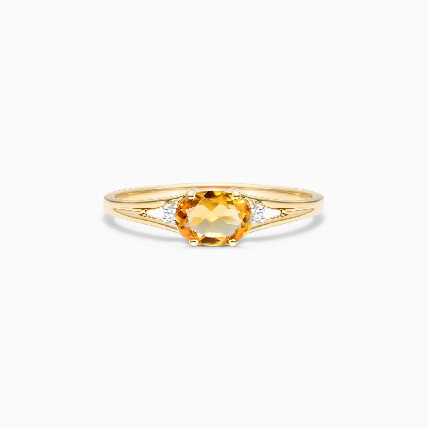 Anel De Ouro 18k iSabel C/ Citrino Solitario e Diamantes