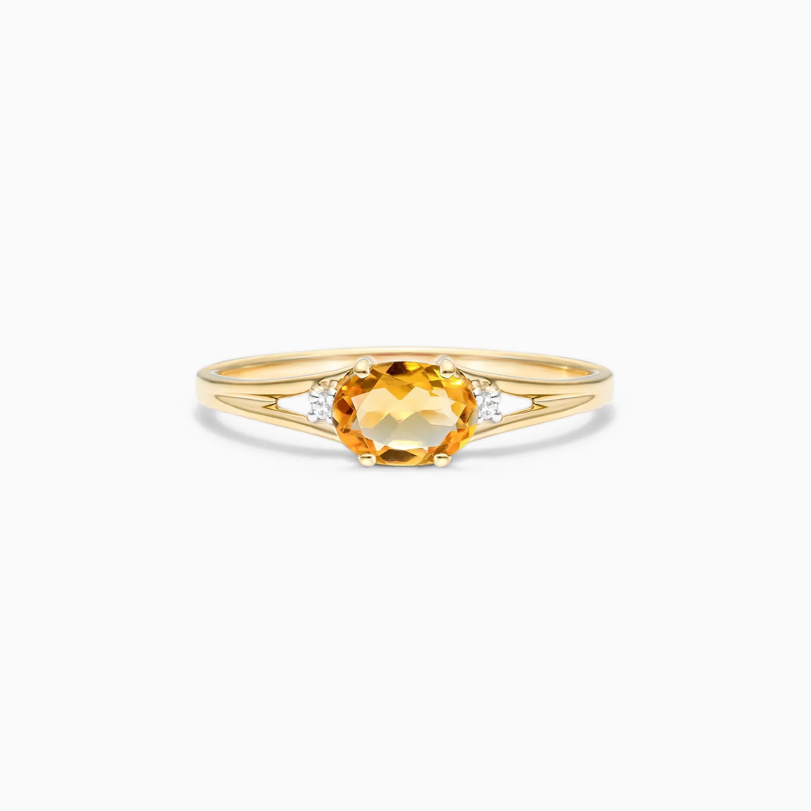 Anel De Ouro 18k iSabel C/ Citrino Solitario e Diamantes