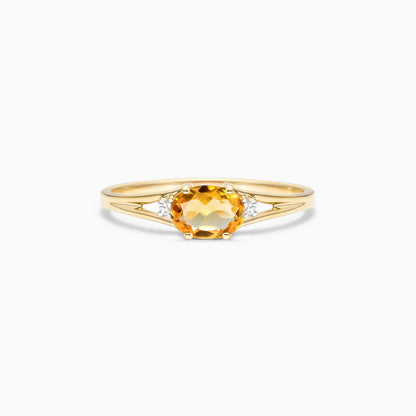 Anel De Ouro 18k iSabel C/ Citrino Solitario e Diamantes