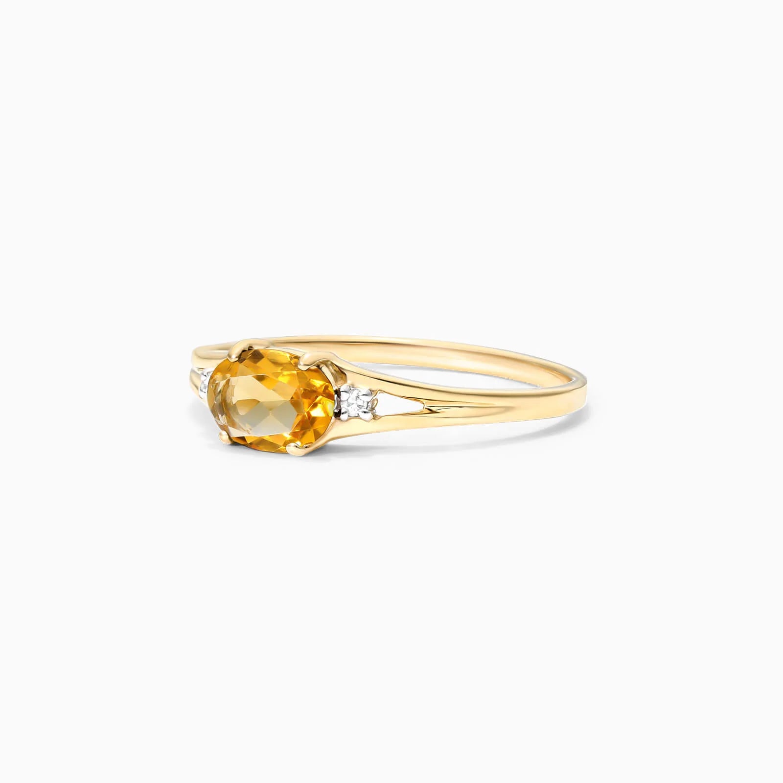 Anel De Ouro 18k iSabel C/ Citrino Solitario e Diamantes