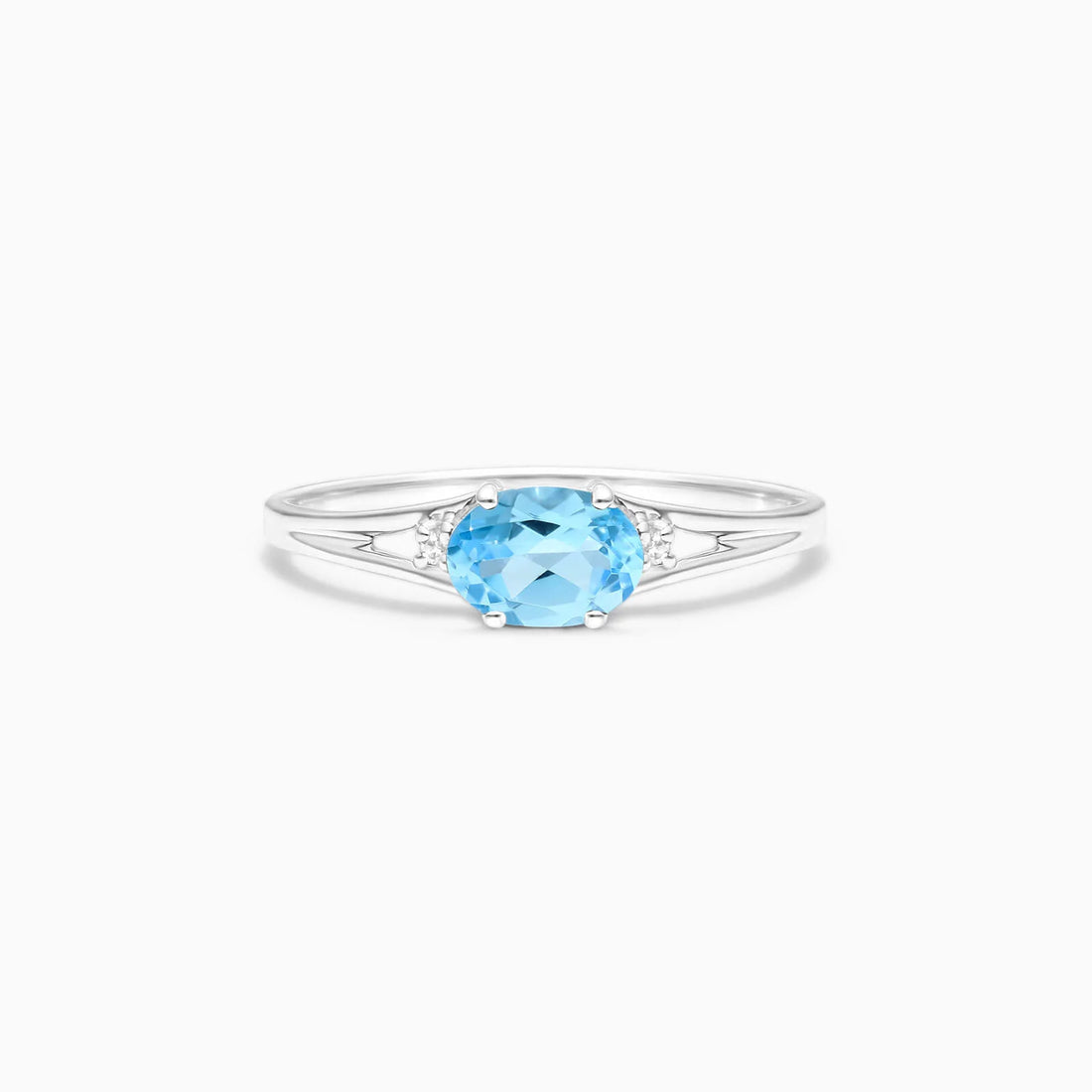 Anel De Ouro 18k iSabel C/ Topazio Azul Solitario e Diamantes