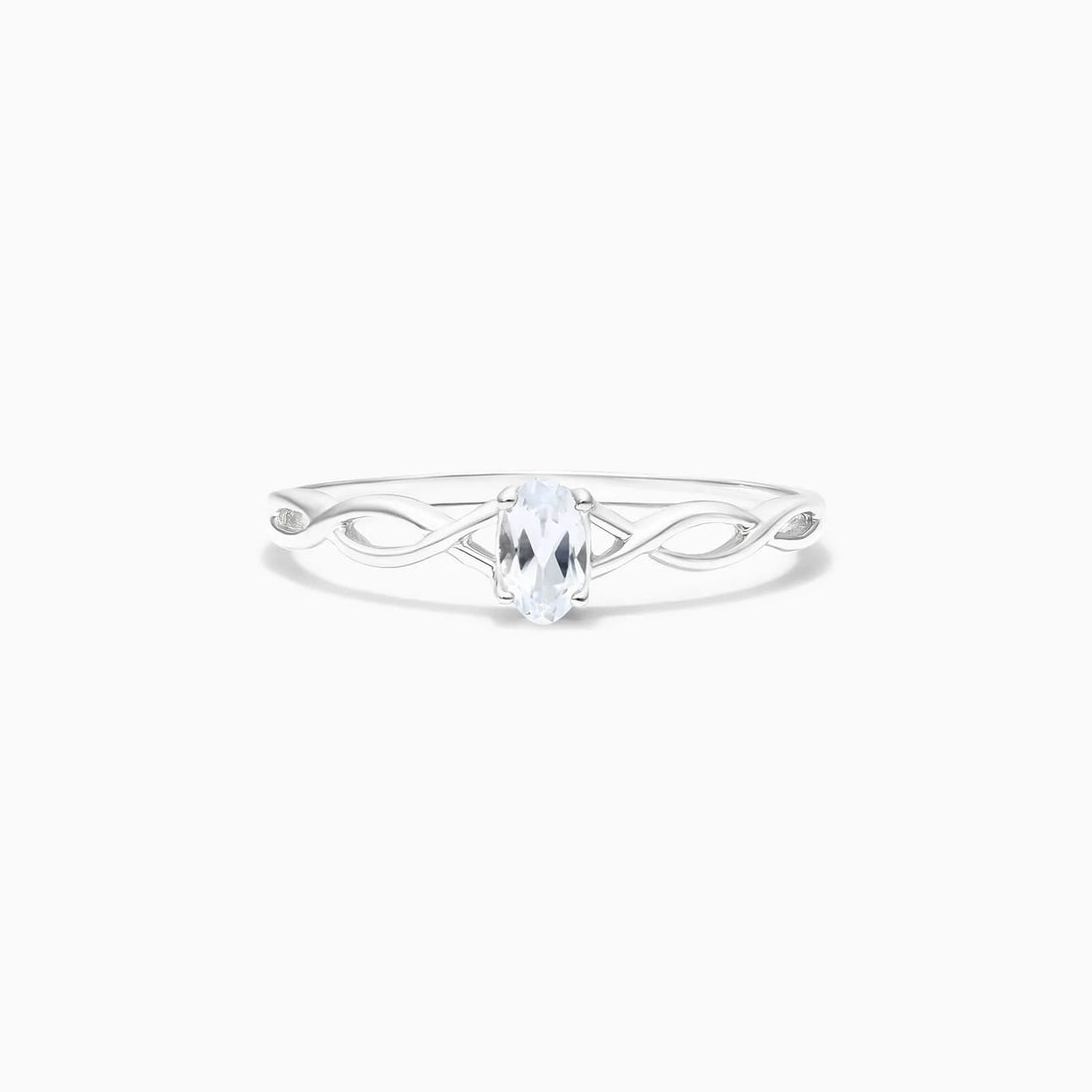 Anel De Ouro 18k Pedra Preciosa Topazio Branco de Luxo