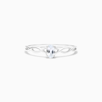 Anel De Ouro 18k Pedra Preciosa Topazio Branco de Luxo