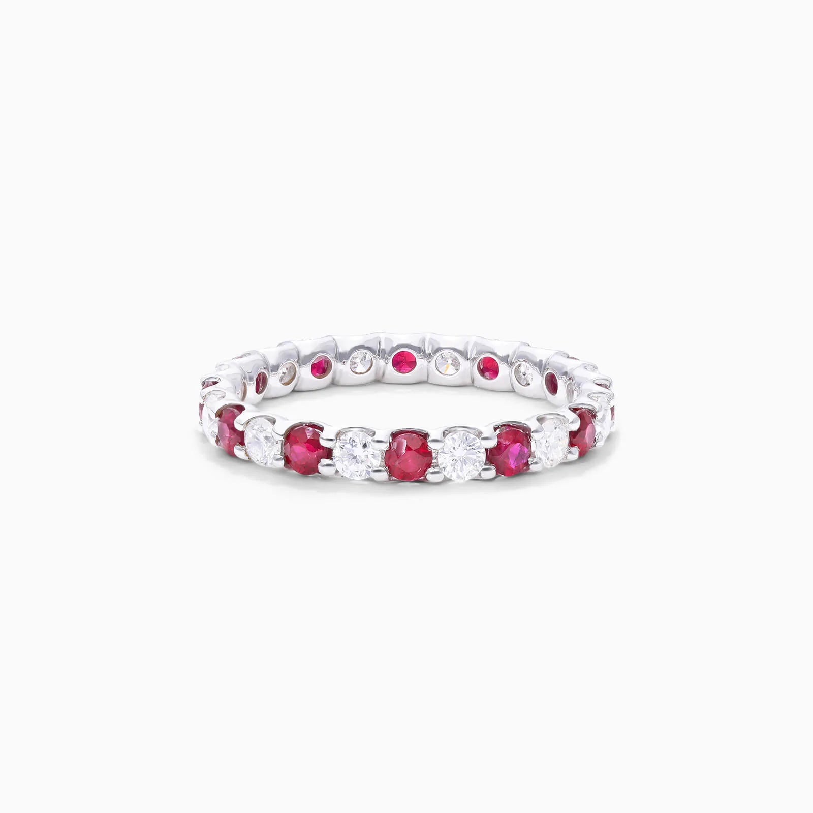 Anel Eternidade De Ouro 18k C/ Diamantes Brilhantes e Rubi