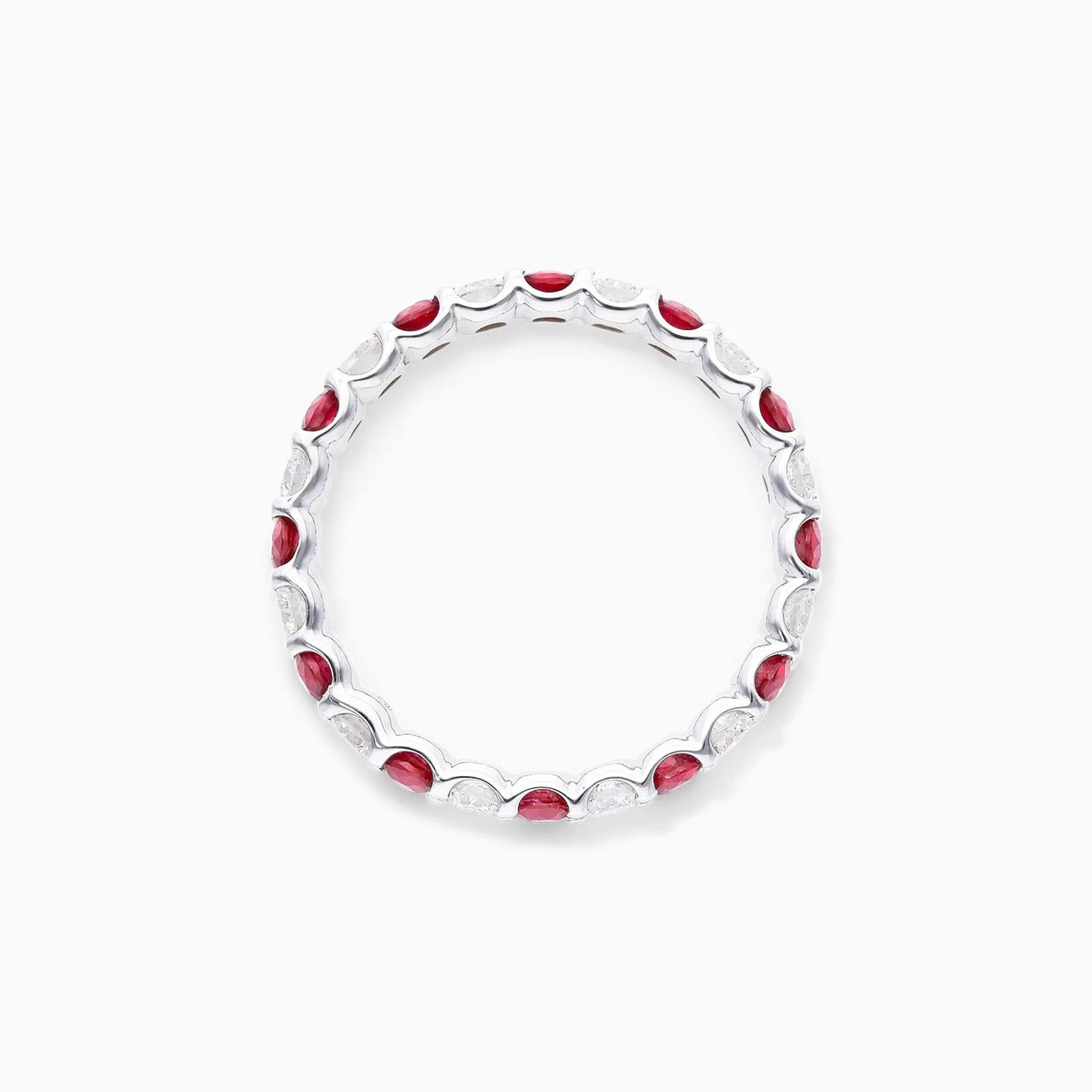 Anel Eternidade De Ouro 18k C/ Diamantes Brilhantes e Rubi