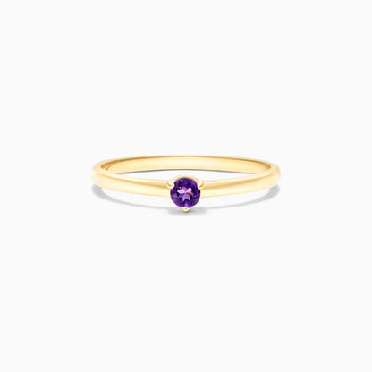 Anel De Ouro 18k Petite Ametista Solitario Delicado Luxo
