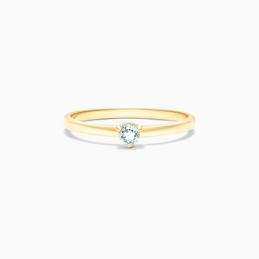 Anel De Ouro 18k Petite Agua-Marinha Solitario Delicado Luxo