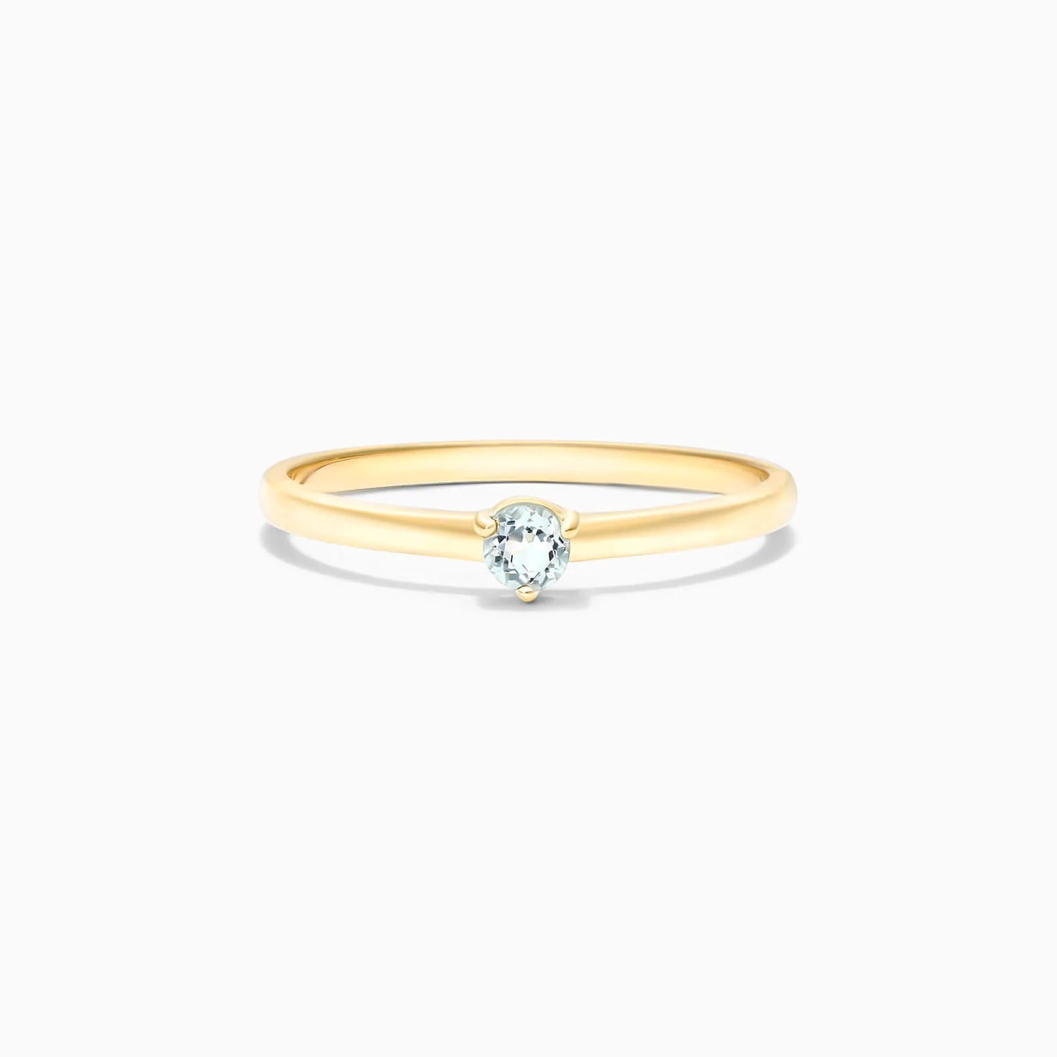 Anel De Ouro 18k Petite Agua-Marinha Solitario Delicado Luxo