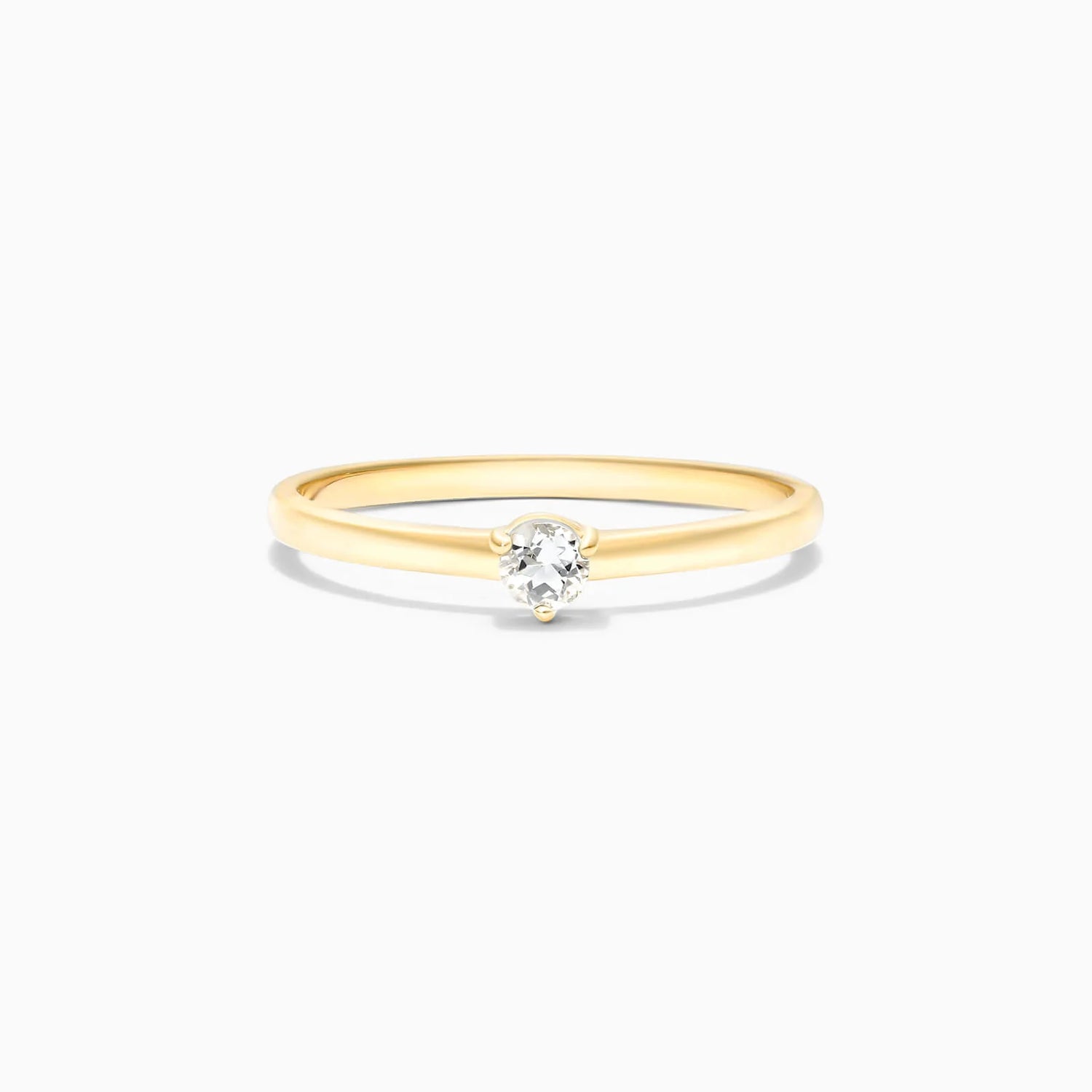 Anel De Ouro 18k Petite Topazio Branco Solitario Delicado Luxo