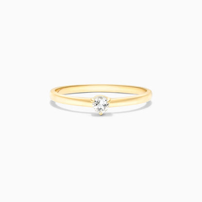 Anel De Ouro 18k Petite Topazio Branco Solitario Delicado Luxo