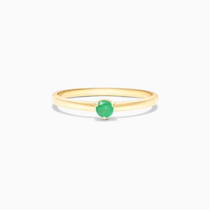 Anel De Ouro 18k Petite Esmeralda Solitario Delicado Luxo