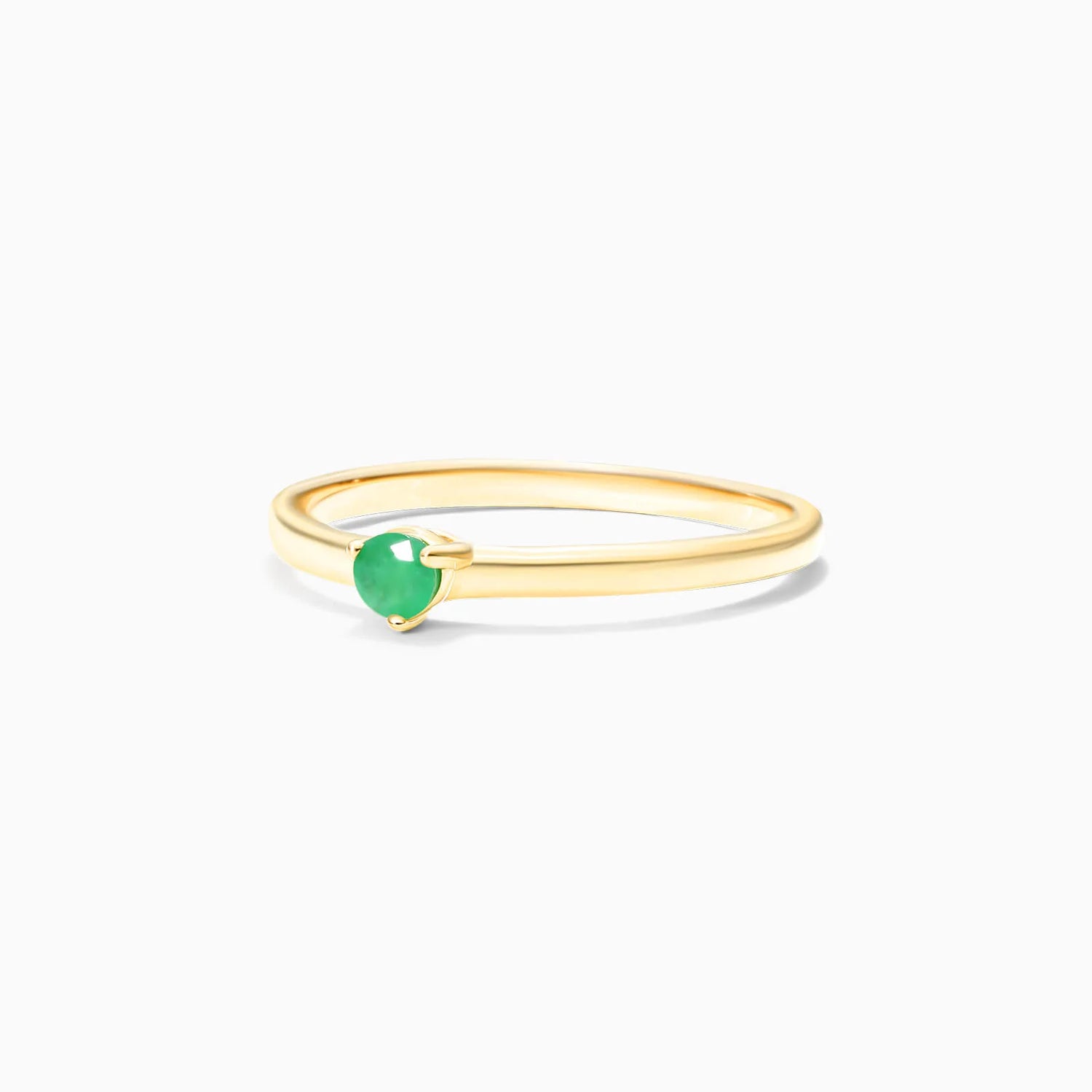 Anel De Ouro 18k Petite Esmeralda Solitario Delicado Luxo