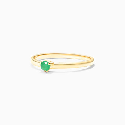 Anel De Ouro 18k Petite Esmeralda Solitario Delicado Luxo