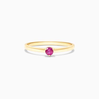 Anel De Ouro 18k Petite Rubi Solitario Delicado Luxo