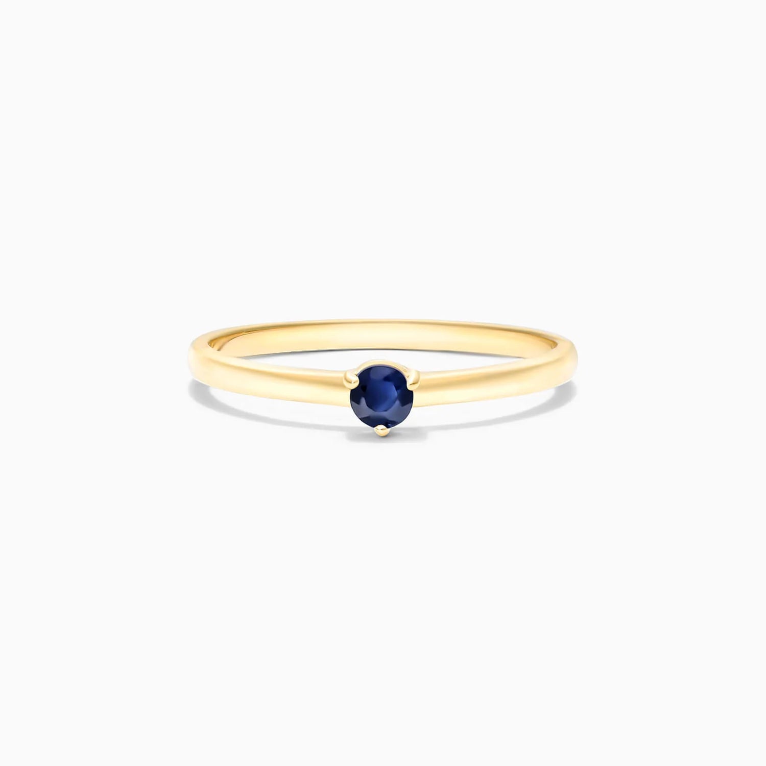 Anel De Ouro 18k Petite Safira Azul Solitario Delicado Luxo