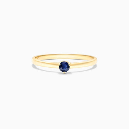 Anel De Ouro 18k Petite Safira Azul Solitario Delicado Luxo