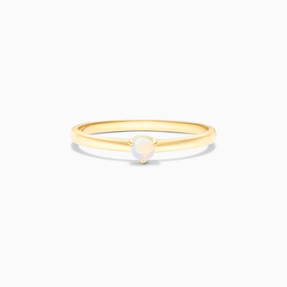 Anel De Ouro 18k Petite Opala Solitario Delicado Luxo