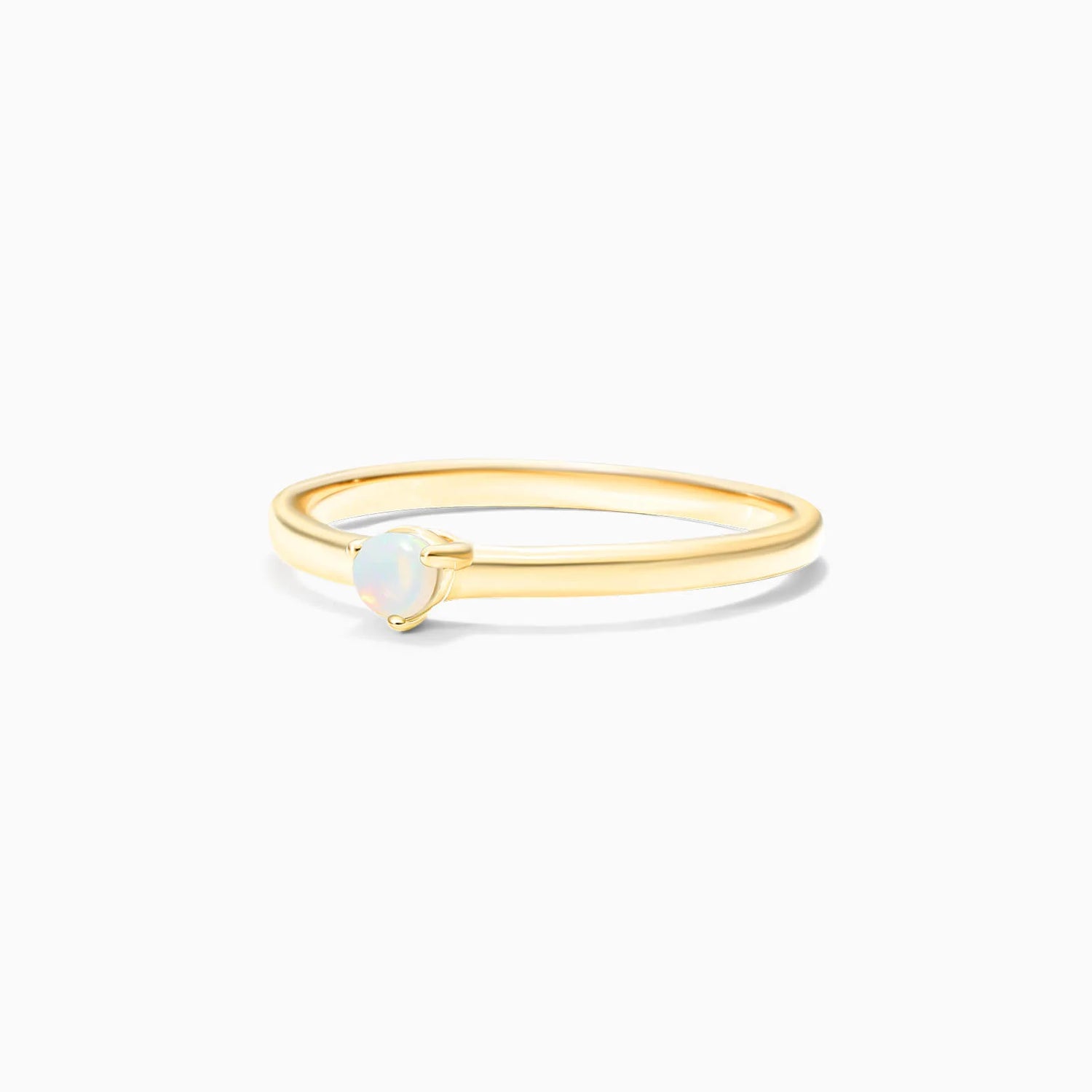 Anel De Ouro 18k Petite Opala Solitario Delicado Luxo