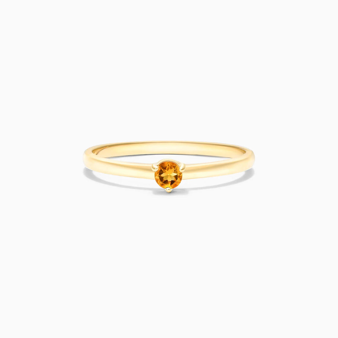 Anel De Ouro 18k Petite Citrino Solitario Delicado Luxo