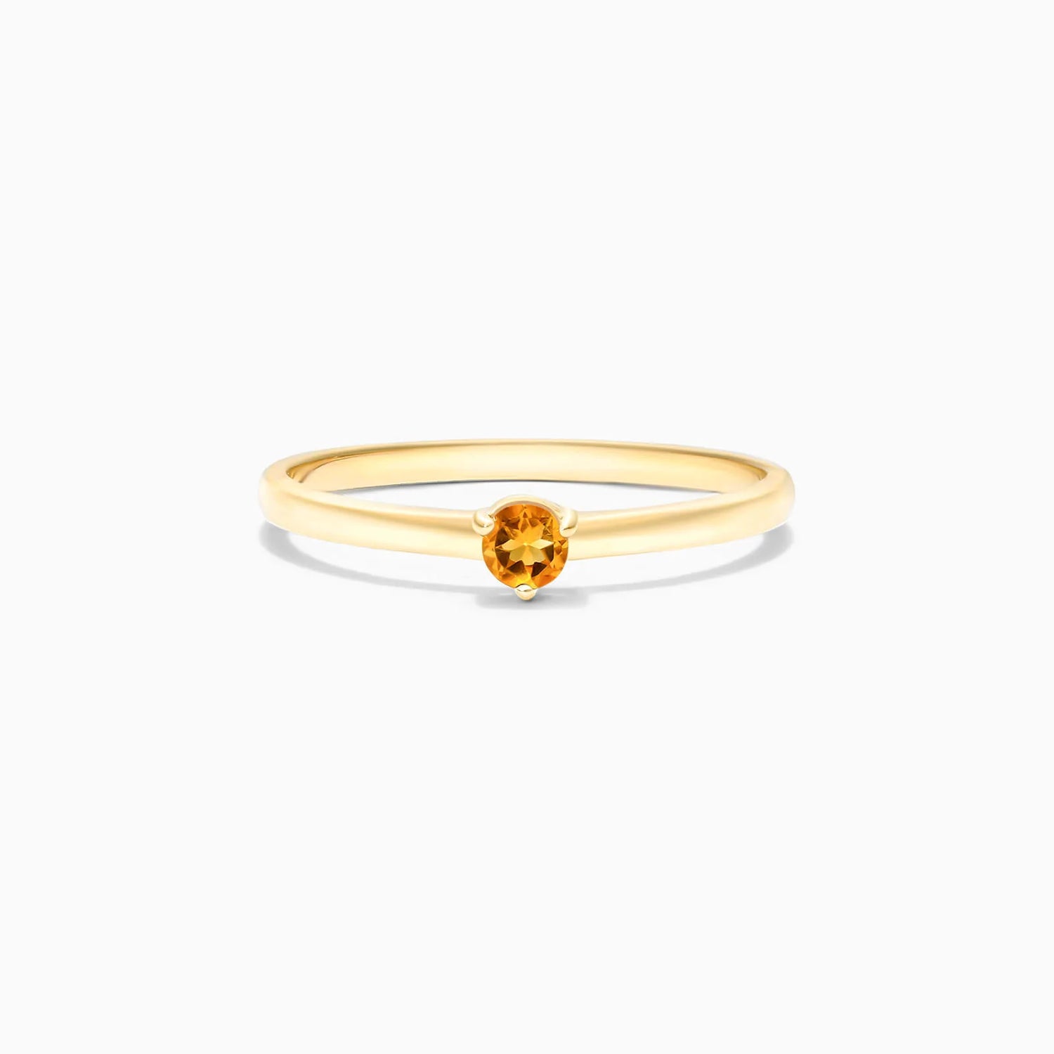 Anel De Ouro 18k Petite Citrino Solitario Delicado Luxo