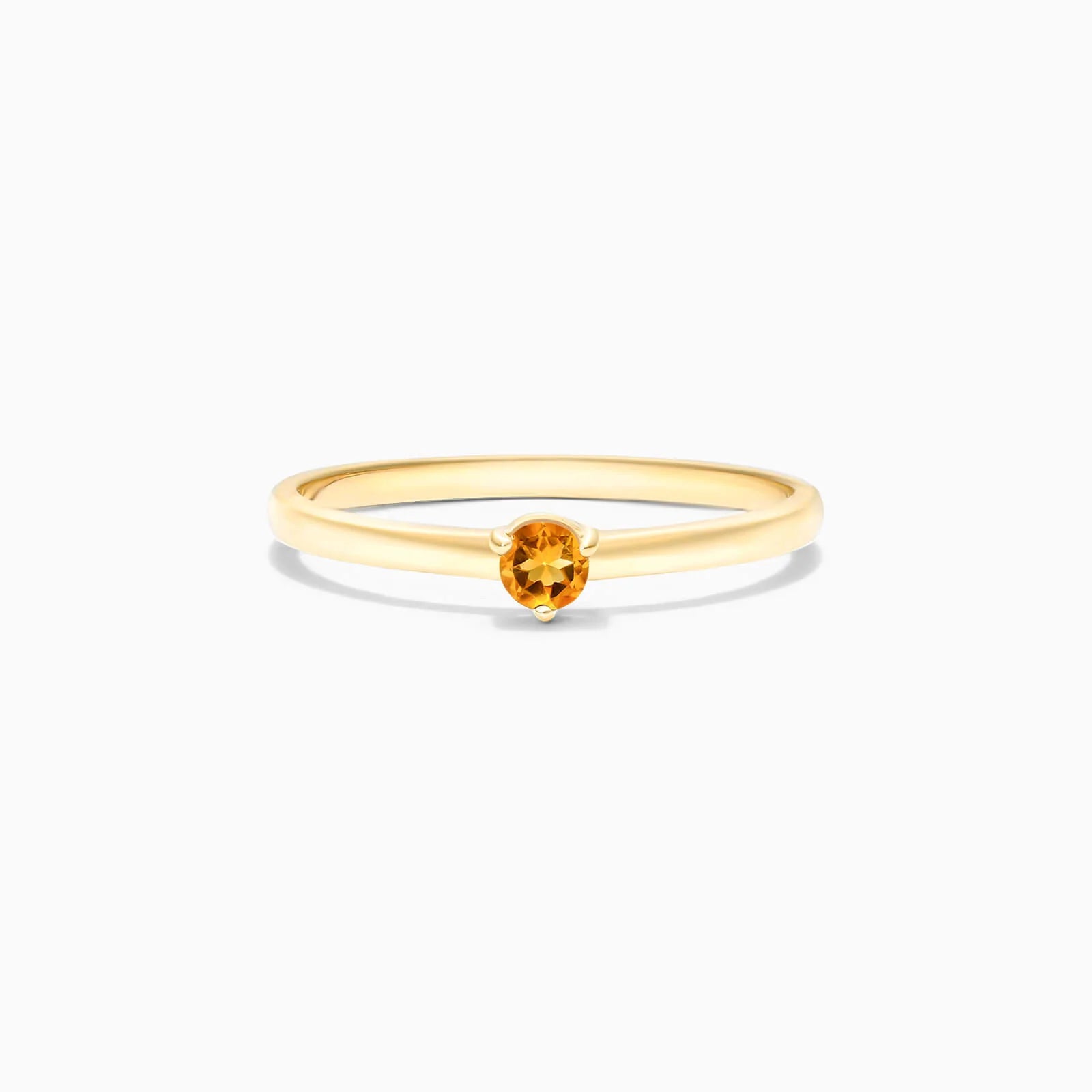 Anel De Ouro 18k Petite Citrino Solitario Delicado Luxo