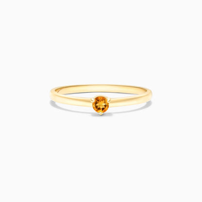 Anel De Ouro 18k Petite Citrino Solitario Delicado Luxo