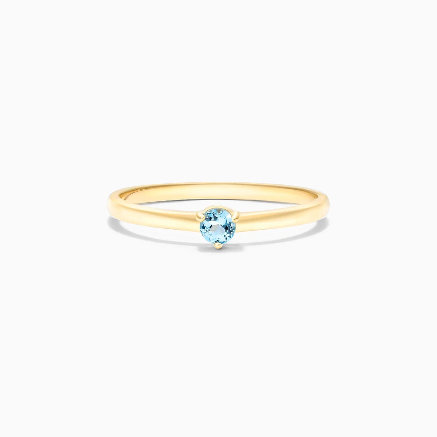 Anel De Ouro 18k Petite Topazio Azul Solitario Delicado Luxo