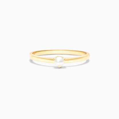 Anel De Perola Solitario em Ouro Amarelo 18k