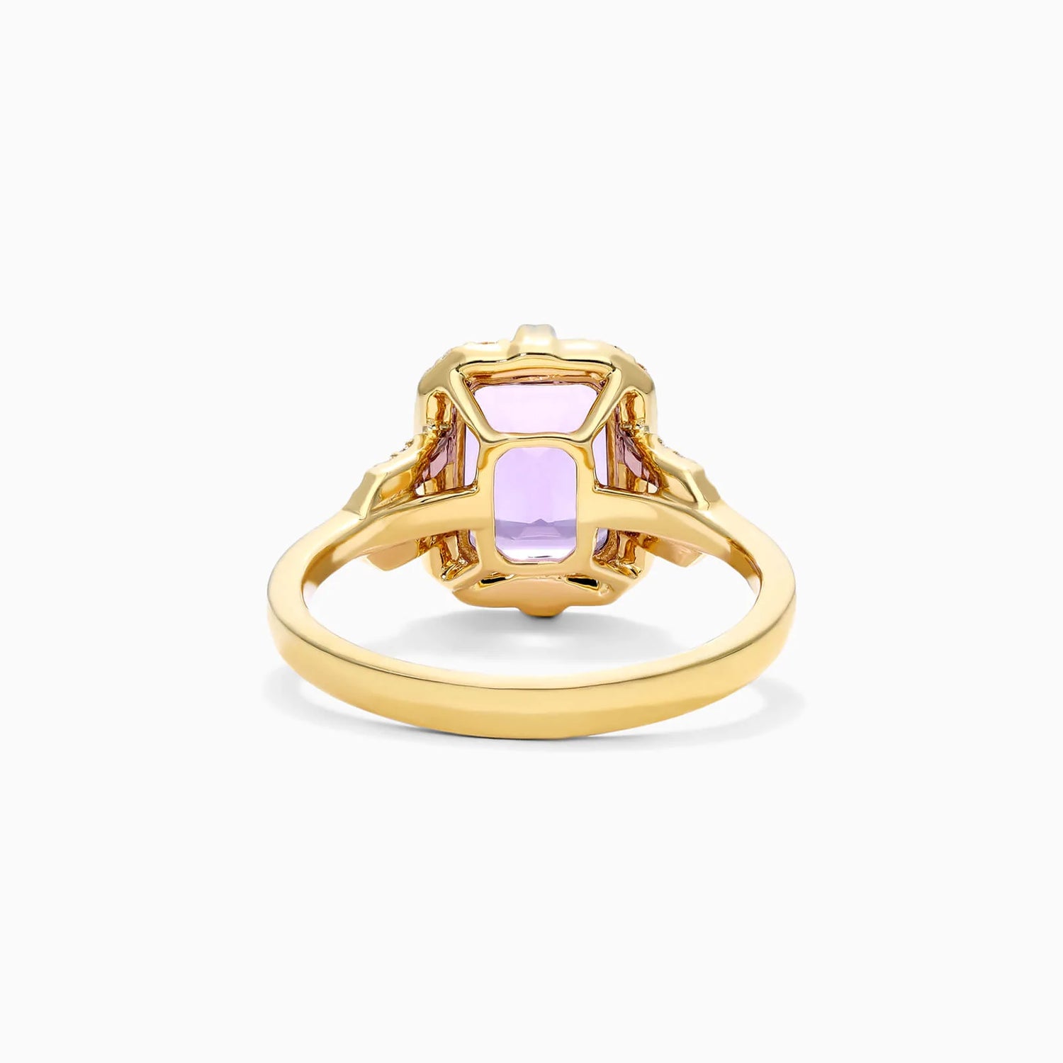 Anel De Noivado em Ouro 18k Solitario Ametista e Diamantes Brilhantes