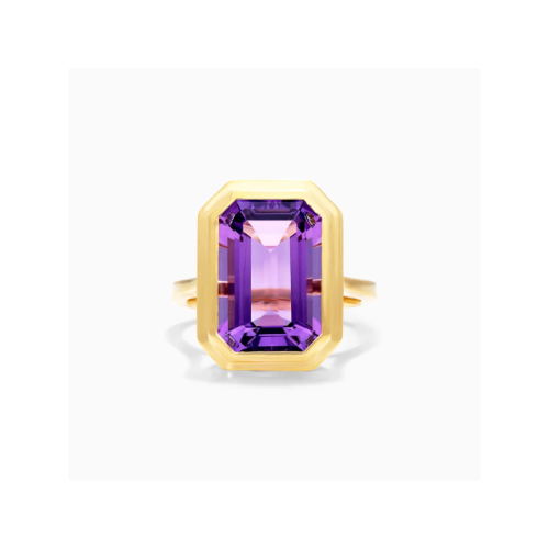 Anel De Moldura em Ouro 18k c/ Ametista Solitario de Luxo