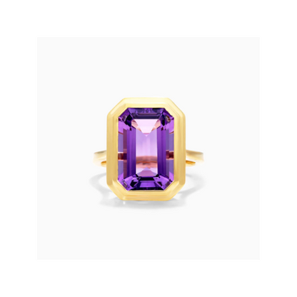 Anel De Moldura em Ouro 18k c/ Ametista Solitario de Luxo