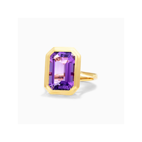 Anel De Moldura em Ouro 18k c/ Ametista Solitario de Luxo