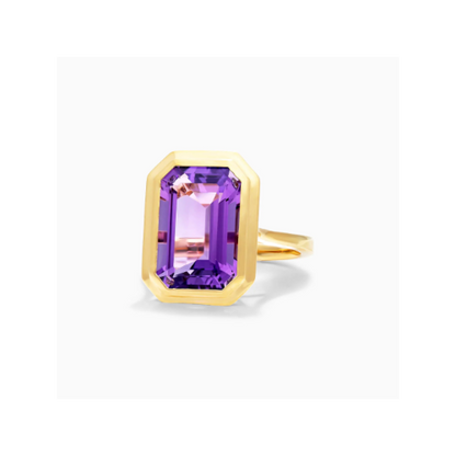 Anel De Moldura em Ouro 18k c/ Ametista Solitario de Luxo