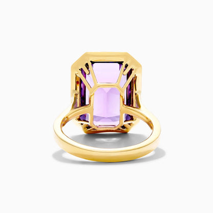 Anel De Moldura em Ouro 18k c/ Ametista Solitario de Luxo