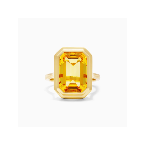 Anel De Moldura em Ouro 18k c/ Citrino Solitario de Luxo