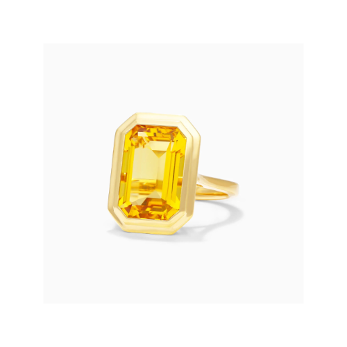 Anel De Moldura em Ouro 18k c/ Citrino Solitario de Luxo