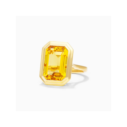 Anel De Moldura em Ouro 18k c/ Citrino Solitario de Luxo