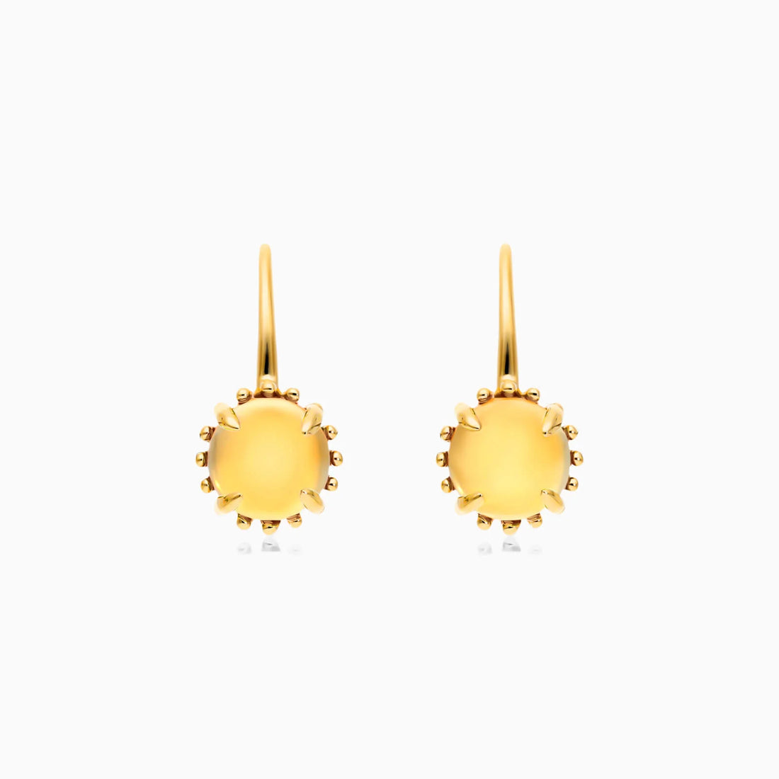 Brinco De Ouro 18k Feminino C/ Citrino Dourado Luxo Delicado
