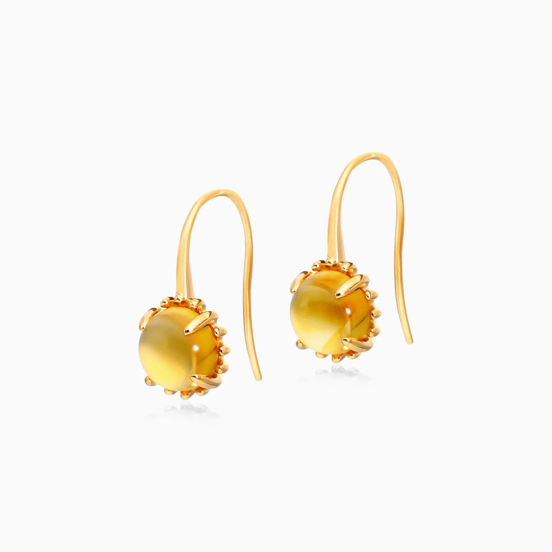 Brinco De Ouro 18k Feminino C/ Citrino Dourado Luxo Delicado