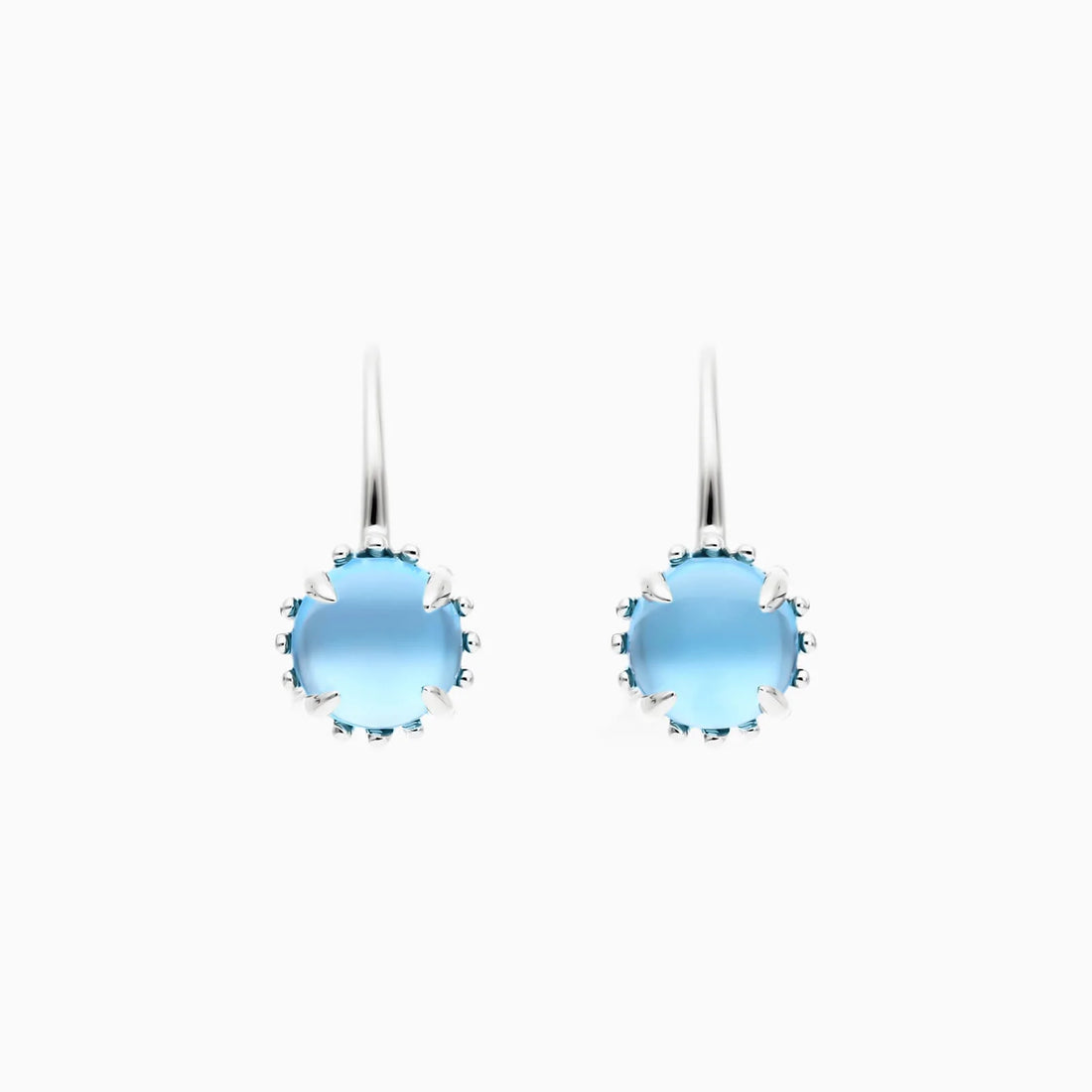 Brinco De Ouro 18k Feminino C/ Topazio Azul Luxo Delicado