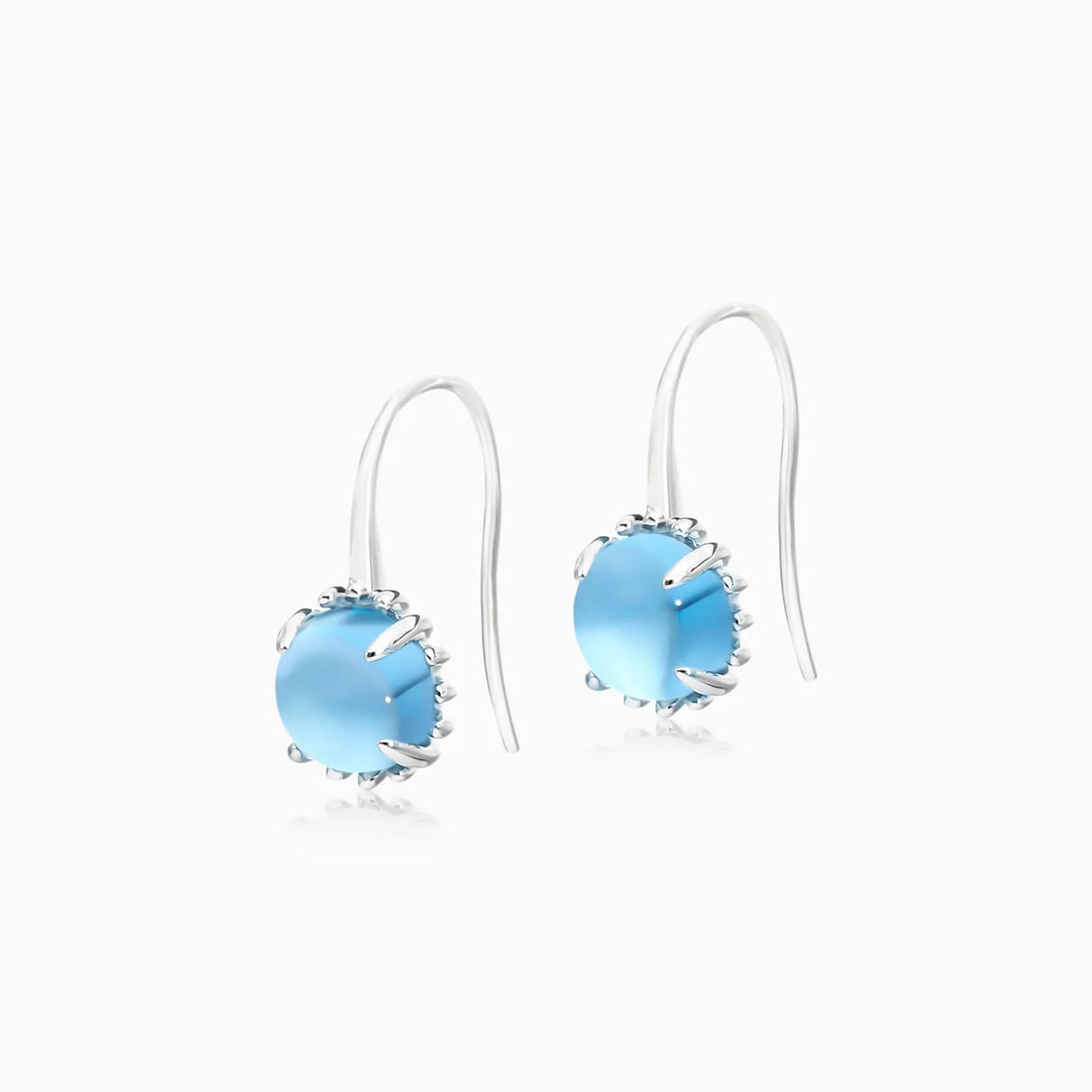 Brinco De Ouro 18k Feminino C/ Topazio Azul Luxo Delicado