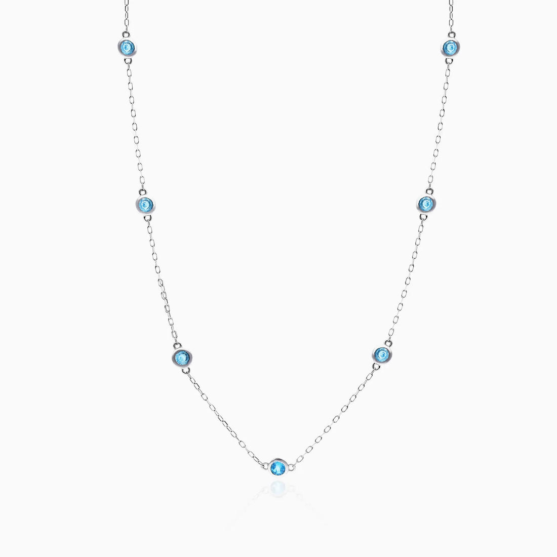 Corrente de Ouro Feminina 18k C/ Topazio Azul Coleçao Scarlat