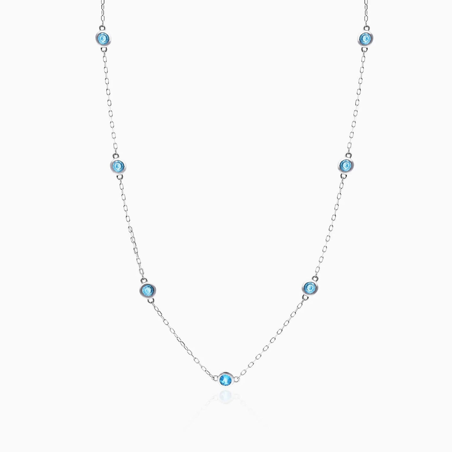 Corrente de Ouro Feminina 18k C/ Topazio Azul Coleçao Scarlat