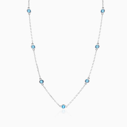 Corrente de Ouro Feminina 18k C/ Topazio Azul Coleçao Scarlat